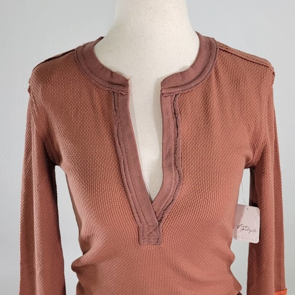 FREE PEOPLE / WTF mikah cuff thermal top Sz S NEW - Picture 3 of 11